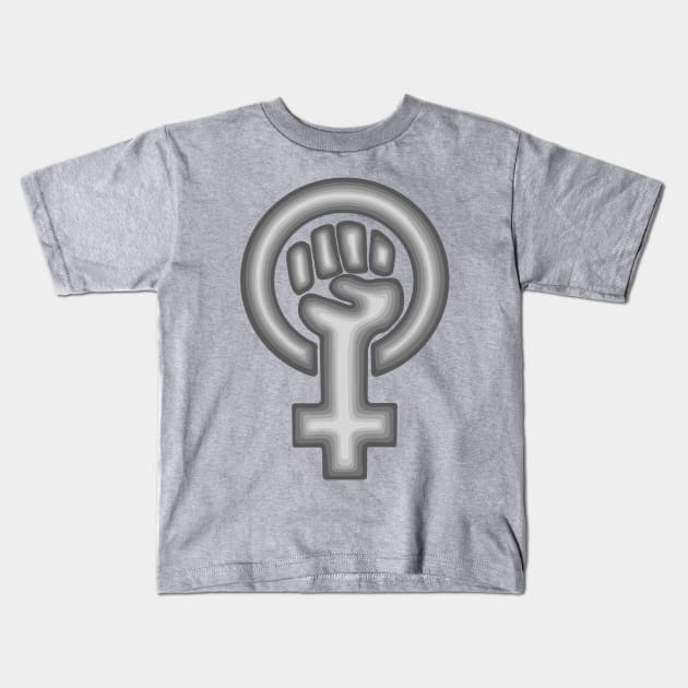 Gray Feminist Symbol Kids T-Shirt by Slightly Unhinged